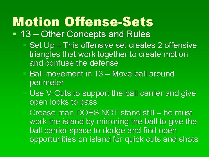 Motion Offense-Sets § 13 – Other Concepts and Rules § Set Up – This