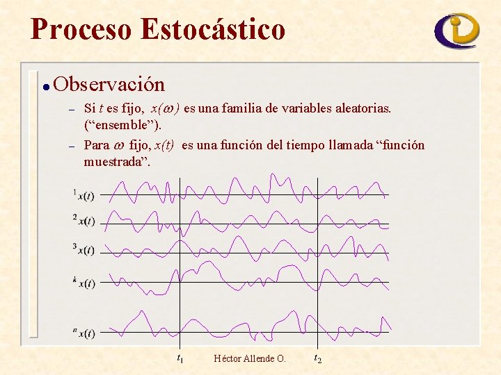 Proceso Estocástico l Observación – – Si t es fijo, x( ) es una