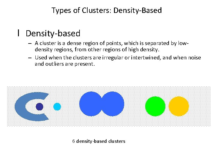 Types of Clusters: Density-Based l Density-based – A cluster is a dense region of