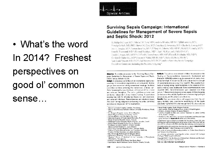  • What’s the word In 2014? Freshest perspectives on good ol’ common sense…