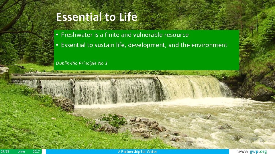 Essential to Life • Freshwater is a finite and vulnerable resource • Essential to
