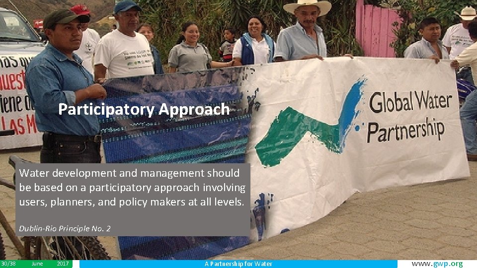 Participatory Approach Water development and management should be based on a participatory approach involving