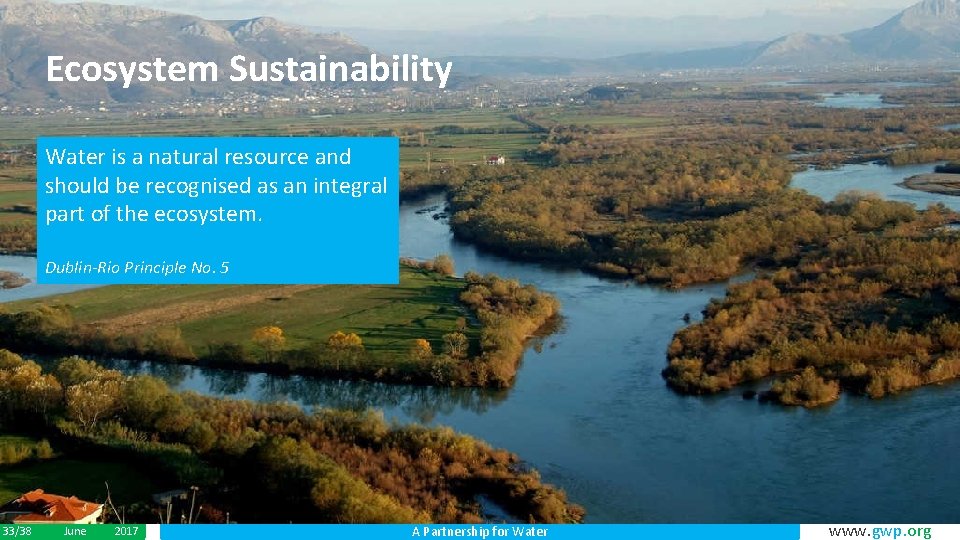 Ecosystem Sustainability Water is a natural resource and should be recognised as an integral