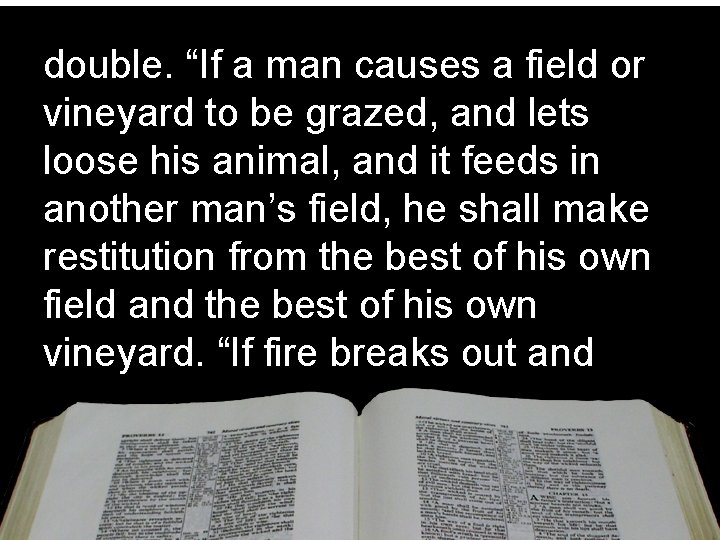 double. “If a man causes a field or vineyard to be grazed, and lets