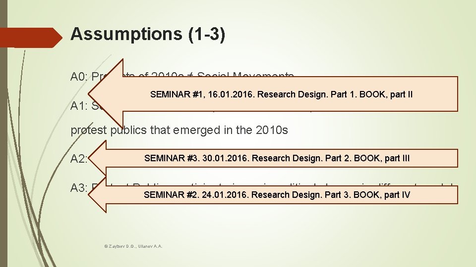 Assumptions (1 -3) A 0: Protests of 2010 s ≠ Social Movements SEMINAR #1,