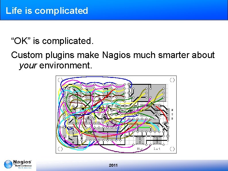 Life is complicated “OK” is complicated. Custom plugins make Nagios much smarter about your