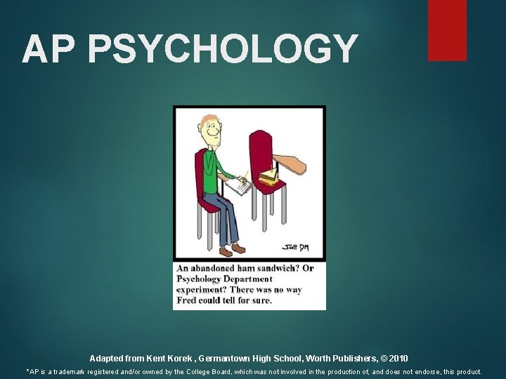 AP PSYCHOLOGY Adapted from Kent Korek , Germantown High School, Worth Publishers, © 2010