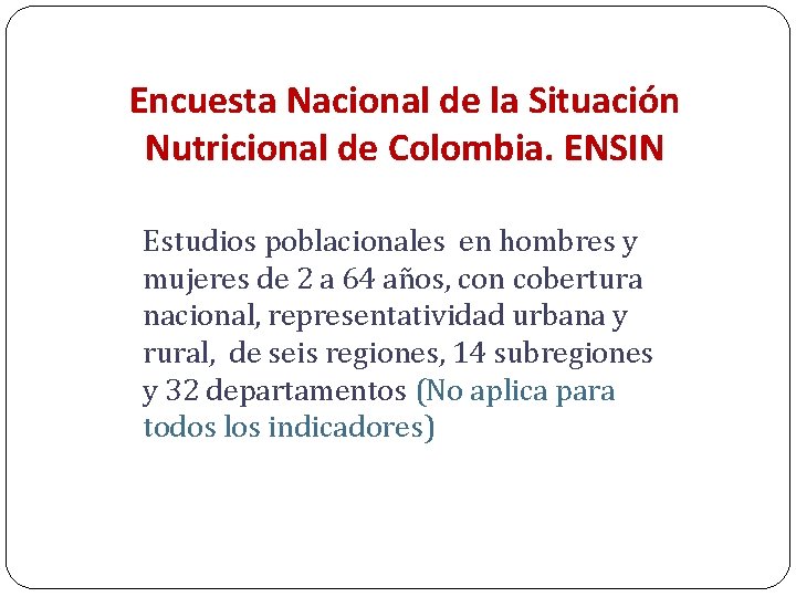 Encuesta Nacional de la Situación Nutricional de Colombia. ENSIN Estudios poblacionales en hombres y