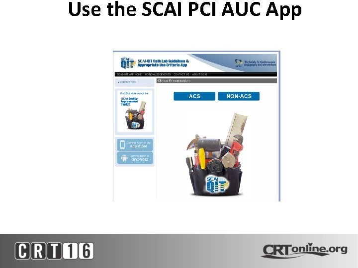 Use the SCAI PCI AUC App 