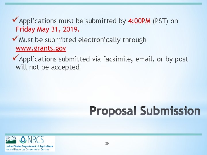 üApplications must be submitted by 4: 00 PM (PST) on Friday May 31, 2019.