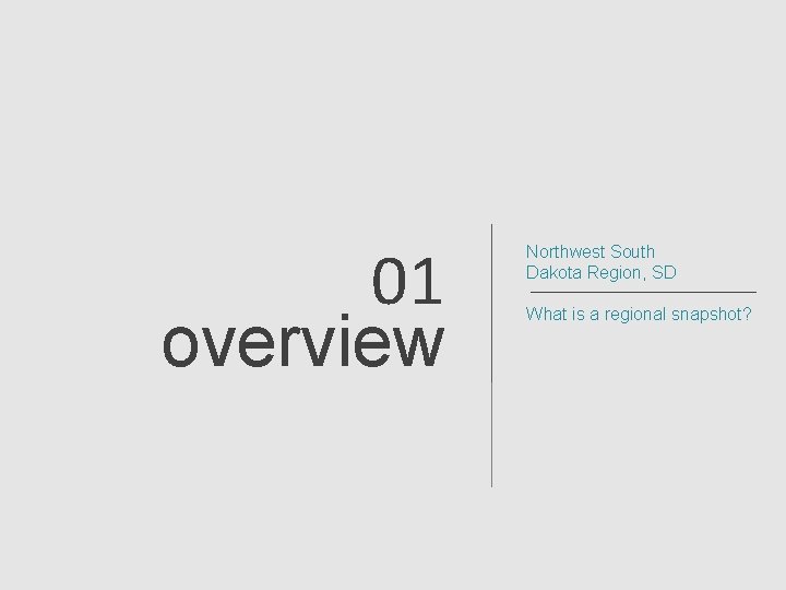 01 overview Northwest South Dakota Region, SD What is a regional snapshot? 