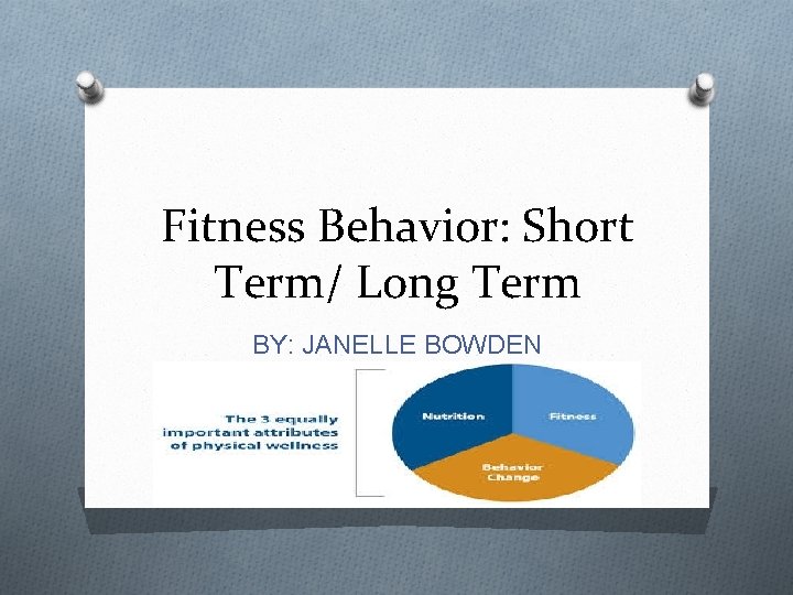 Fitness Behavior: Short Term/ Long Term BY: JANELLE BOWDEN 