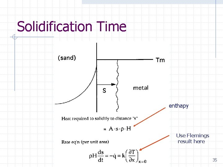 Solidification Time enthapy Use Flemings result here 35 