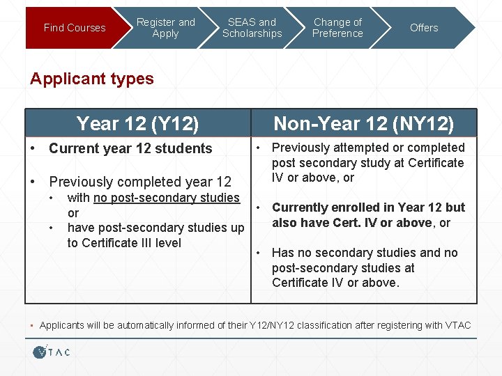 Find Courses Register and Apply SEAS and Scholarships Change of Preference Offers Applicant types