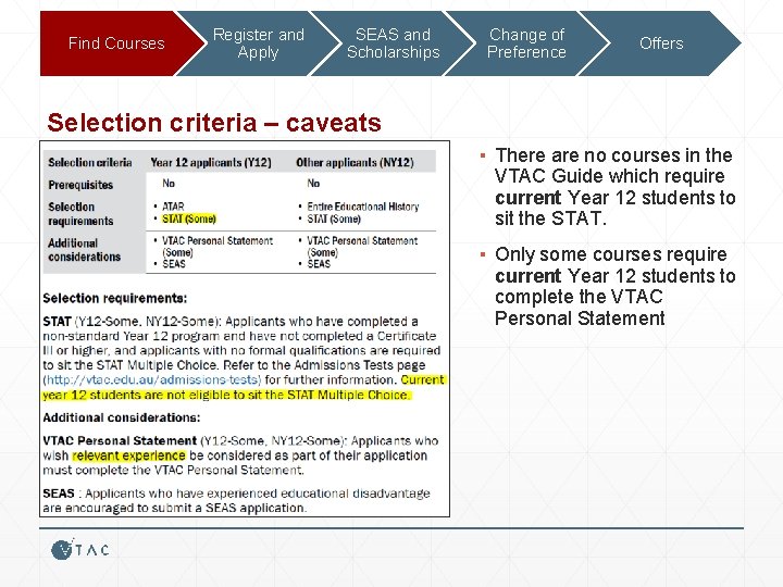 Find Courses Register and Apply SEAS and Scholarships Change of Preference Offers Selection criteria