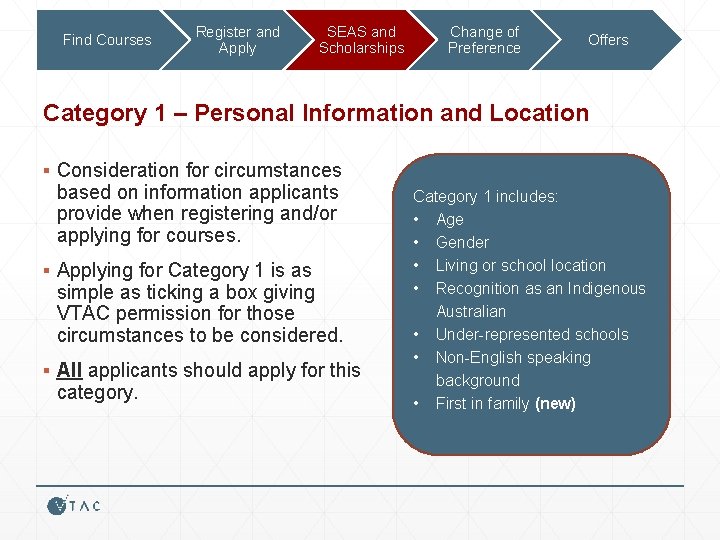 Find Courses Register and Apply SEAS and Scholarships Change of Preference Offers Category 1