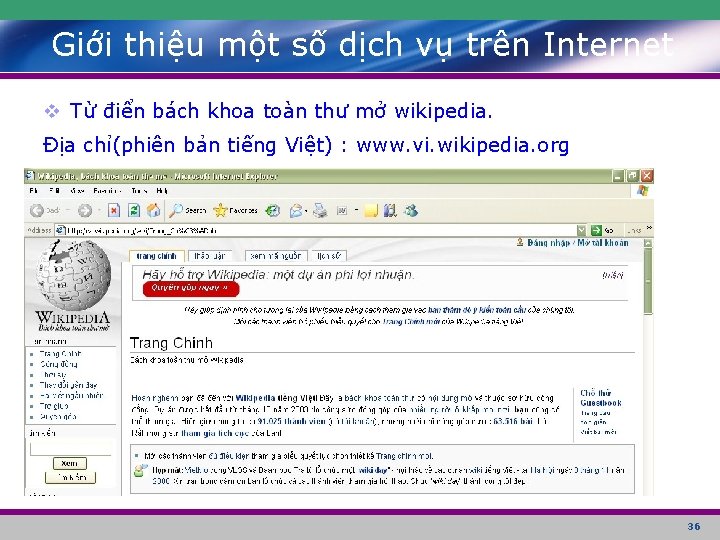 Giới thiệu một số dịch vụ trên Internet v Từ điển bách khoa toàn