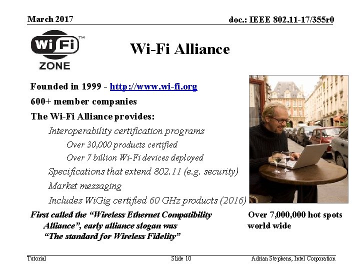 March 2017 doc. : IEEE 802. 11 -17/355 r 0 Wi-Fi Alliance Founded in