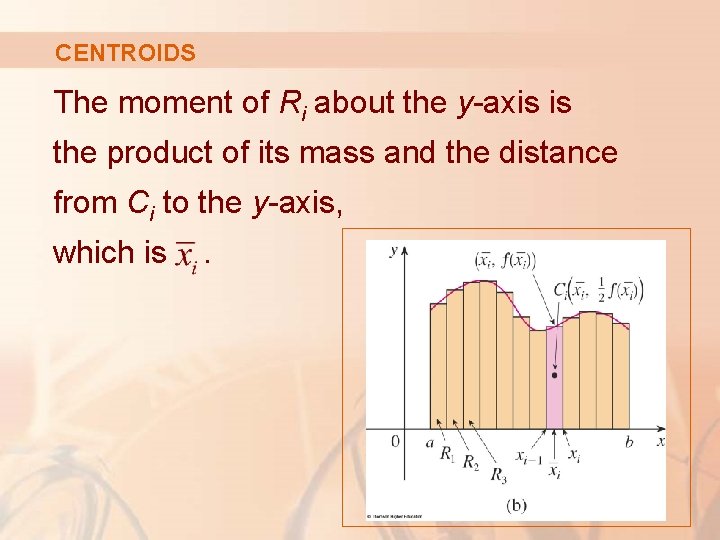 CENTROIDS The moment of Ri about the y-axis is the product of its mass