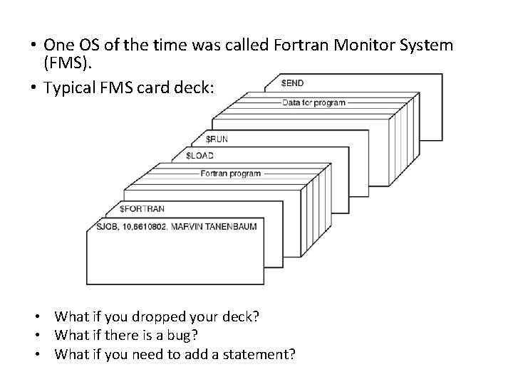  • One OS of the time was called Fortran Monitor System (FMS). •