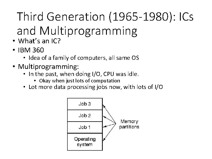 Third Generation (1965 -1980): ICs and Multiprogramming • What’s an IC? • IBM 360