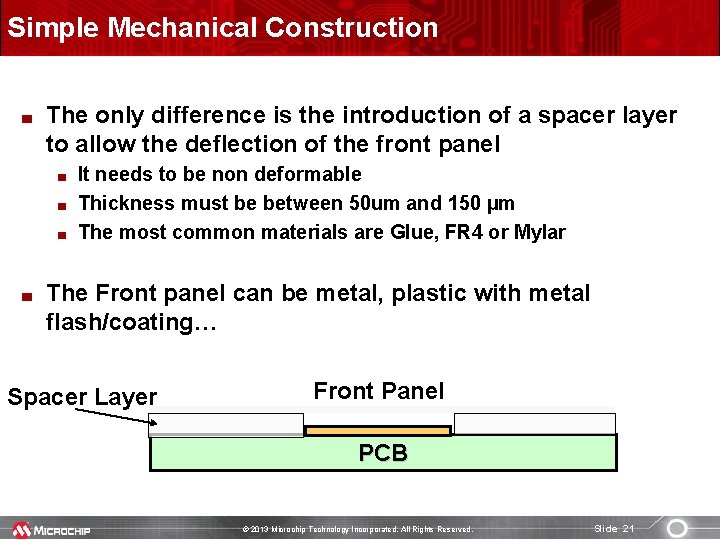 Simple Mechanical Construction The only difference is the introduction of a spacer layer to