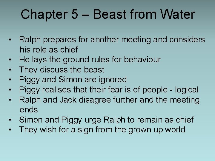 Chapter 5 – Beast from Water • Ralph prepares for another meeting and considers