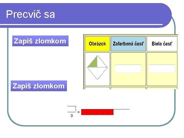 Precvič sa Zapíš zlomkom 