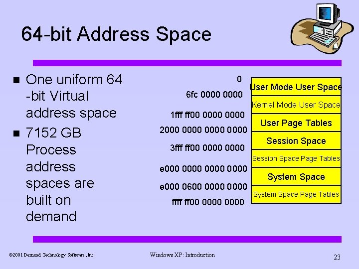 64 -bit Address Space n n One uniform 64 -bit Virtual address space 7152