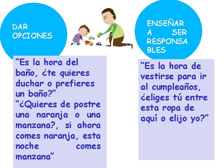 DAR OPCIONES “Es la hora del baño, ¿te quieres duchar o prefieres un baño? DAR OPCIONES “Es la hora del baño, ¿te quieres duchar o prefieres un baño?