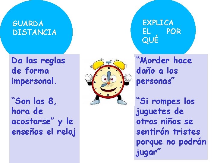 GUARDA DISTANCIA EXPLICA EL POR QUÉ Da las reglas de forma impersonal. “Morder hace GUARDA DISTANCIA EXPLICA EL POR QUÉ Da las reglas de forma impersonal. “Morder hace