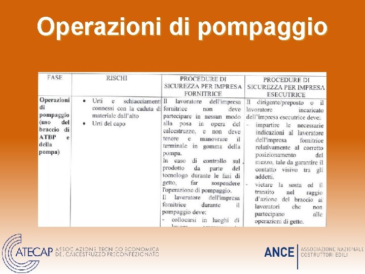 Operazioni di pompaggio Operazioni di pompaggio