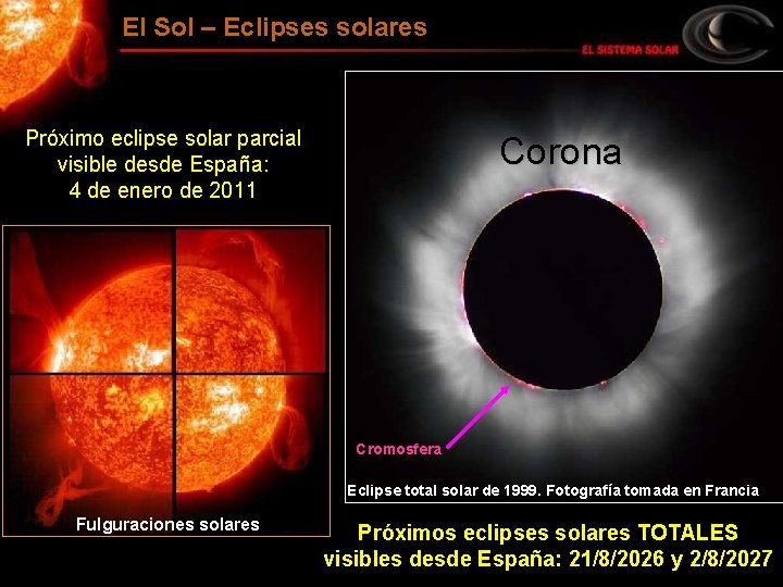 El Sol – Eclipses solares Próximo eclipse solar parcial visible desde España: 4 de