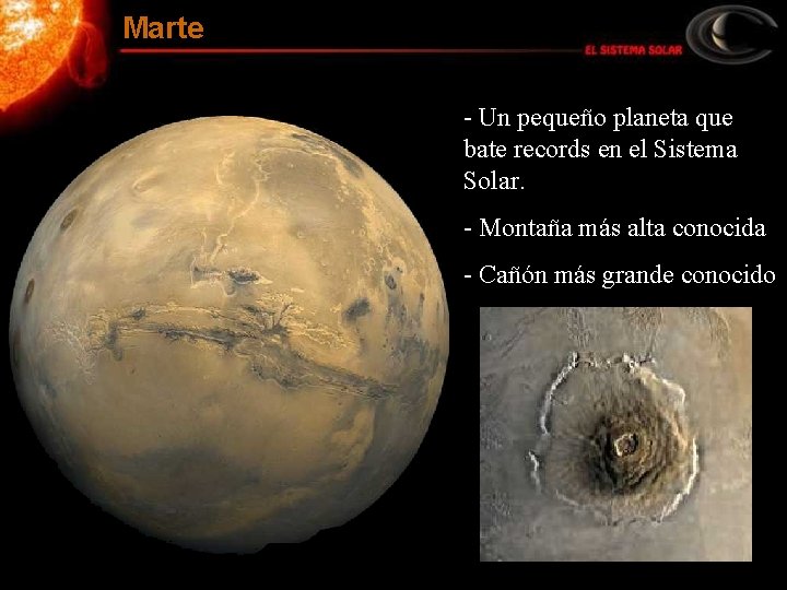 Marte - Un pequeño planeta que bate records en el Sistema Solar. - Montaña