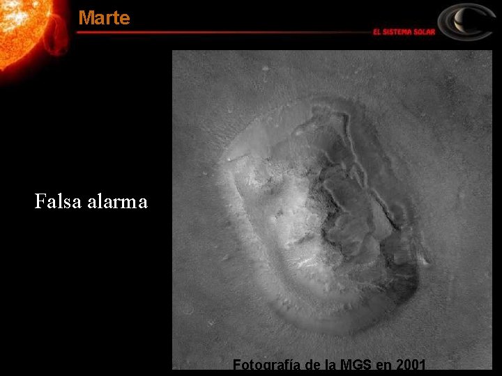 Marte Falsa alarma Fotografía de la MGS en 2001 