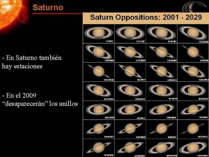 Saturno - En Saturno también hay estaciones - En el 2009 “desaparecerán” los anillos