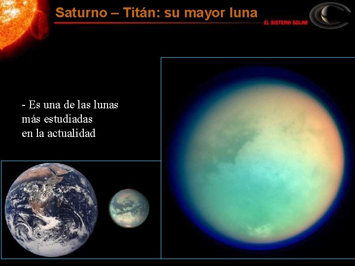 Saturno – Titán: su mayor luna - Es una de las lunas más estudiadas