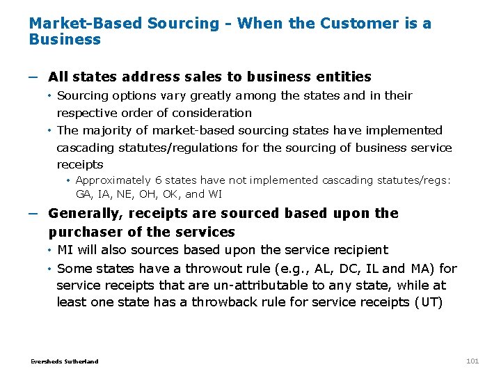 Market-Based Sourcing - When the Customer is a Business ─ All states address sales Market-Based Sourcing - When the Customer is a Business ─ All states address sales
