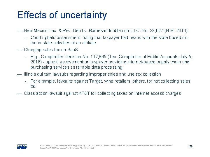 Effects of uncertainty — New Mexico Tax. & Rev. Dep’t v. Barnesandnoble. com LLC, Effects of uncertainty — New Mexico Tax. & Rev. Dep’t v. Barnesandnoble. com LLC,