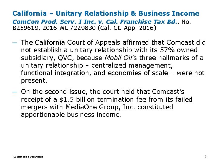 California – Unitary Relationship & Business Income Com. Con Prod. Serv. I Inc. v. California – Unitary Relationship & Business Income Com. Con Prod. Serv. I Inc. v.