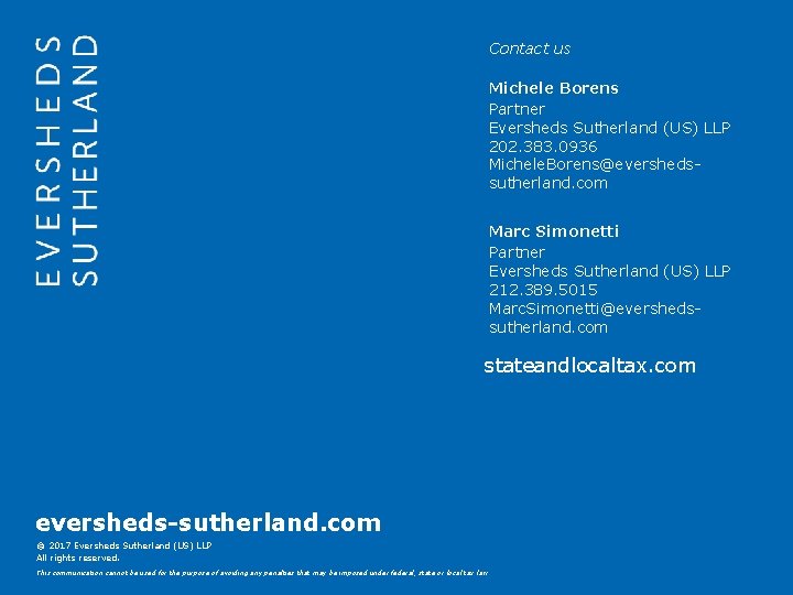 Contact us Michele Borens Partner Eversheds Sutherland (US) LLP 202. 383. 0936 Michele. Borens@evershedssutherland. Contact us Michele Borens Partner Eversheds Sutherland (US) LLP 202. 383. 0936 Michele. Borens@evershedssutherland.