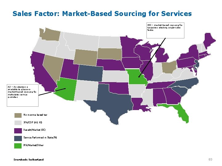Sales Factor: Market-Based Sourcing for Services MO – market-based sourcing for taxpayers electing single-sales Sales Factor: Market-Based Sourcing for Services MO – market-based sourcing for taxpayers electing single-sales
