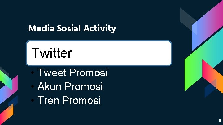 Media Sosial Activity Twitter • Tweet Promosi • Akun Promosi • Tren Promosi 11