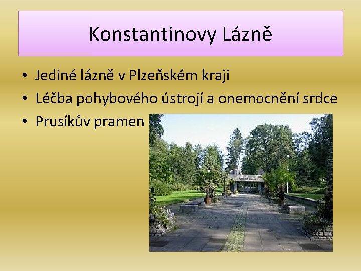 Konstantinovy Lázně • Jediné lázně v Plzeňském kraji • Léčba pohybového ústrojí a onemocnění