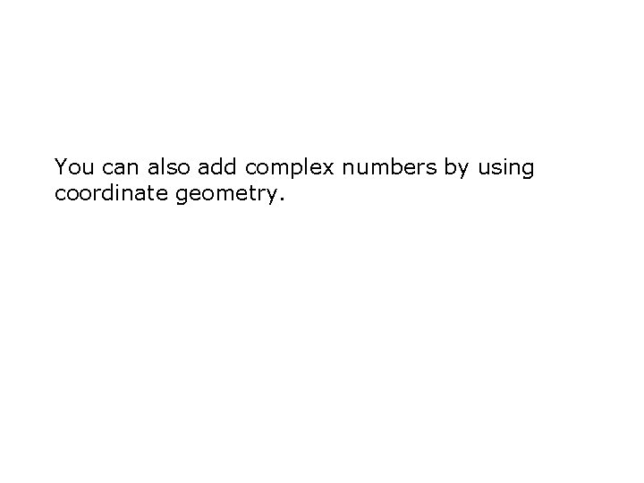 You can also add complex numbers by using coordinate geometry. 