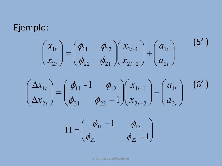 Ejemplo: (5’ ) (6’ ) antoni. espasa@uc 3 m. es 