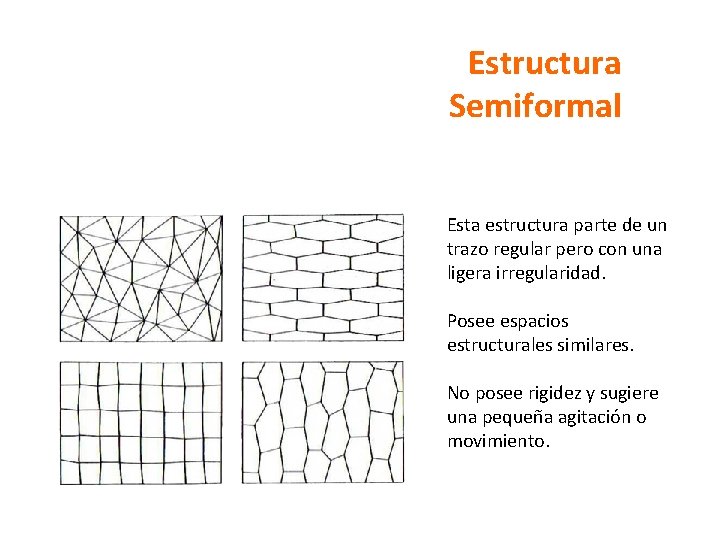 Estructura Semiformal Esta estructura parte de un trazo regular pero con una ligera irregularidad.