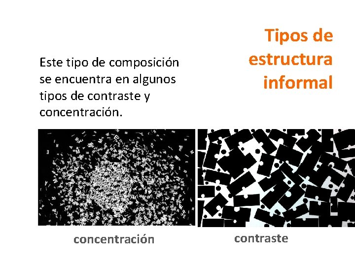 Este tipo de composición se encuentra en algunos tipos de contraste y concentración Tipos