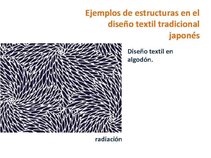 Ejemplos de estructuras en el diseño textil tradicional japonés Diseño textil en algodón. radiación