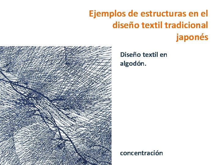 Ejemplos de estructuras en el diseño textil tradicional japonés Diseño textil en algodón. concentración